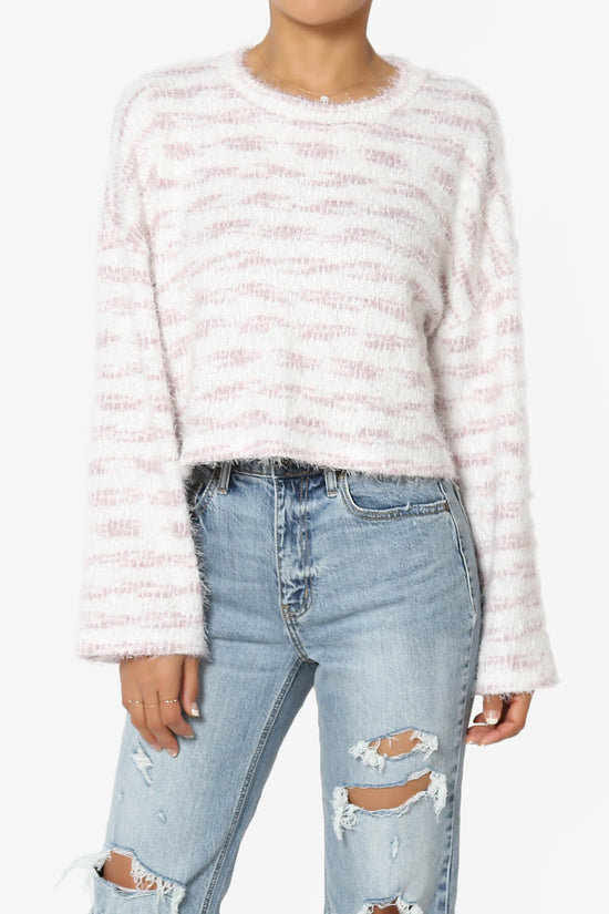 Carrine Fuzzy Stripe Crop Sweater LAVENDER_1