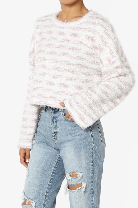 Carrine Fuzzy Stripe Crop Sweater LAVENDER_3