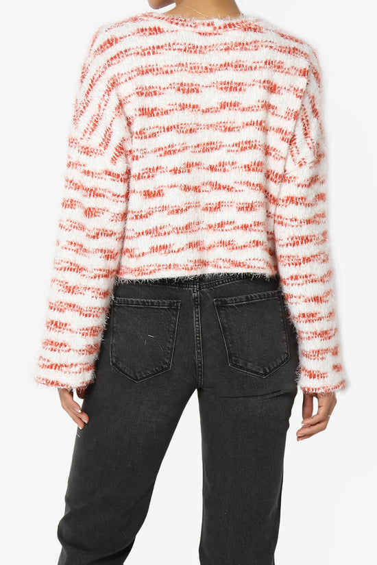 Carrine Fuzzy Stripe Crop Sweater RUST_2
