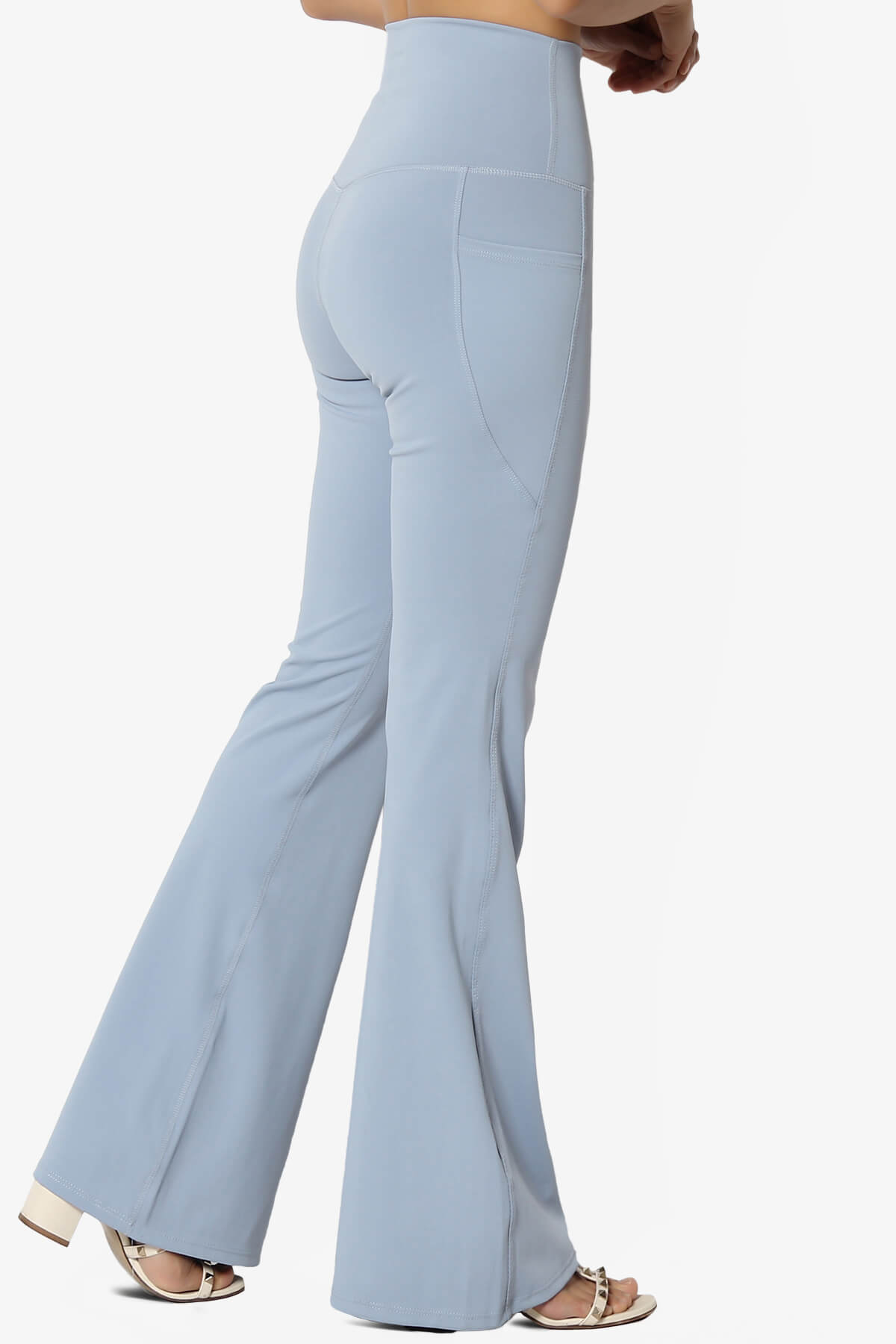Gemma Athletic Pocket Flare Yoga Pants ASH BLUE_4
