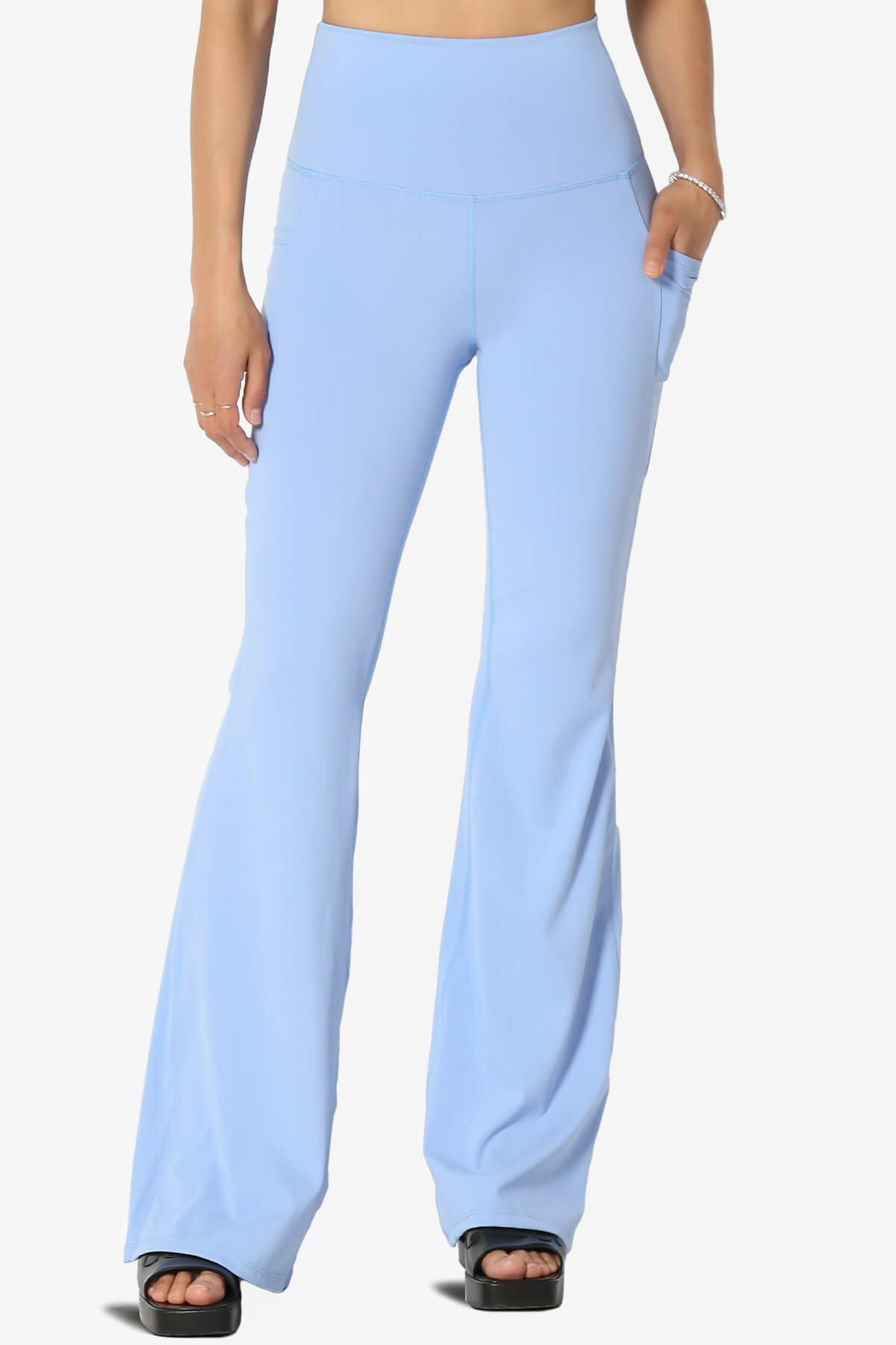 Gemma Athletic Pocket Flare Yoga Pants CREAM BLUE_3
