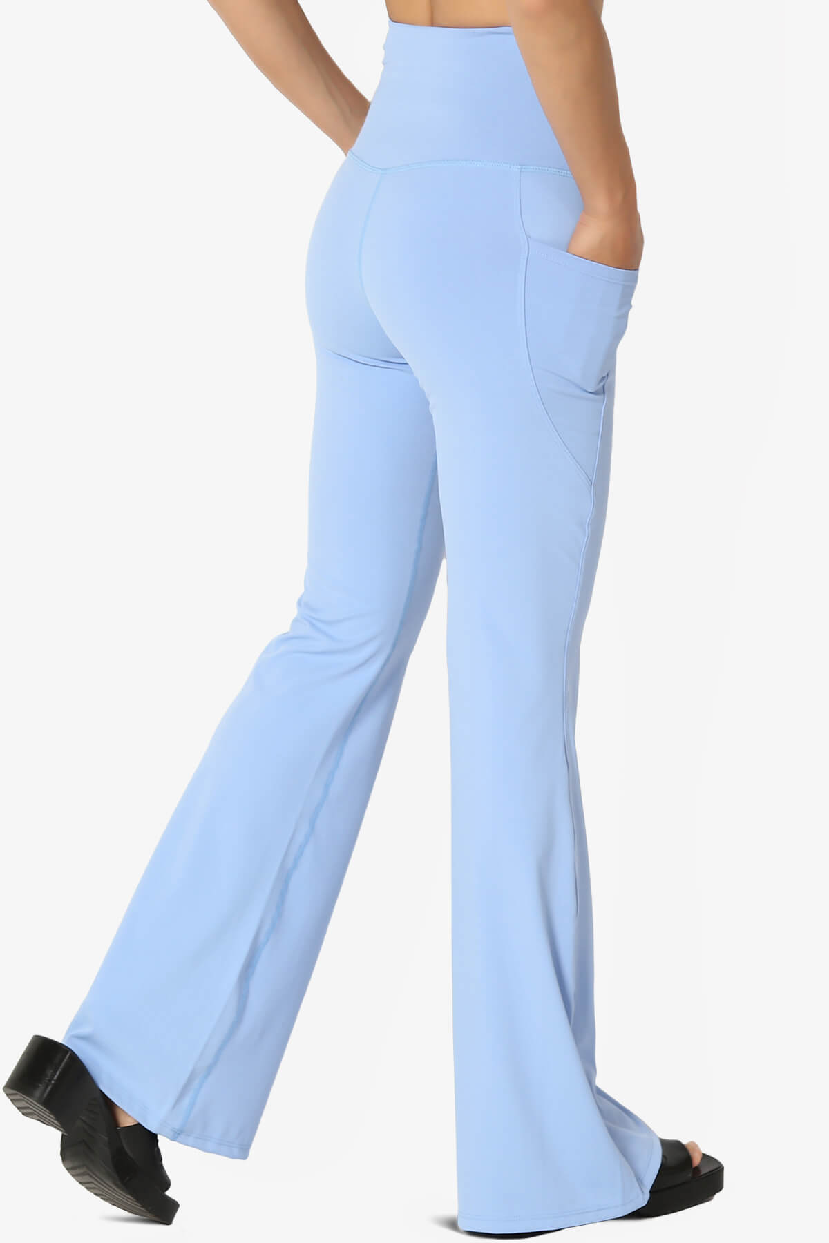 Gemma Athletic Pocket Flare Yoga Pants CREAM BLUE_4