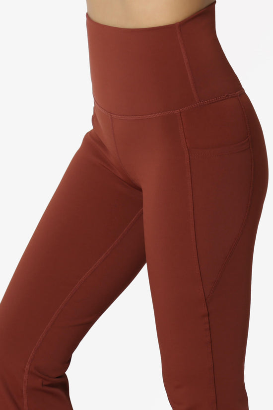 Gemma Athletic Pocket Flare Yoga Pants DARK RUST_5