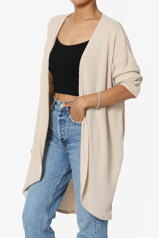 Lexa Ribbed Knit Open Front Cardigan TAUPE_3