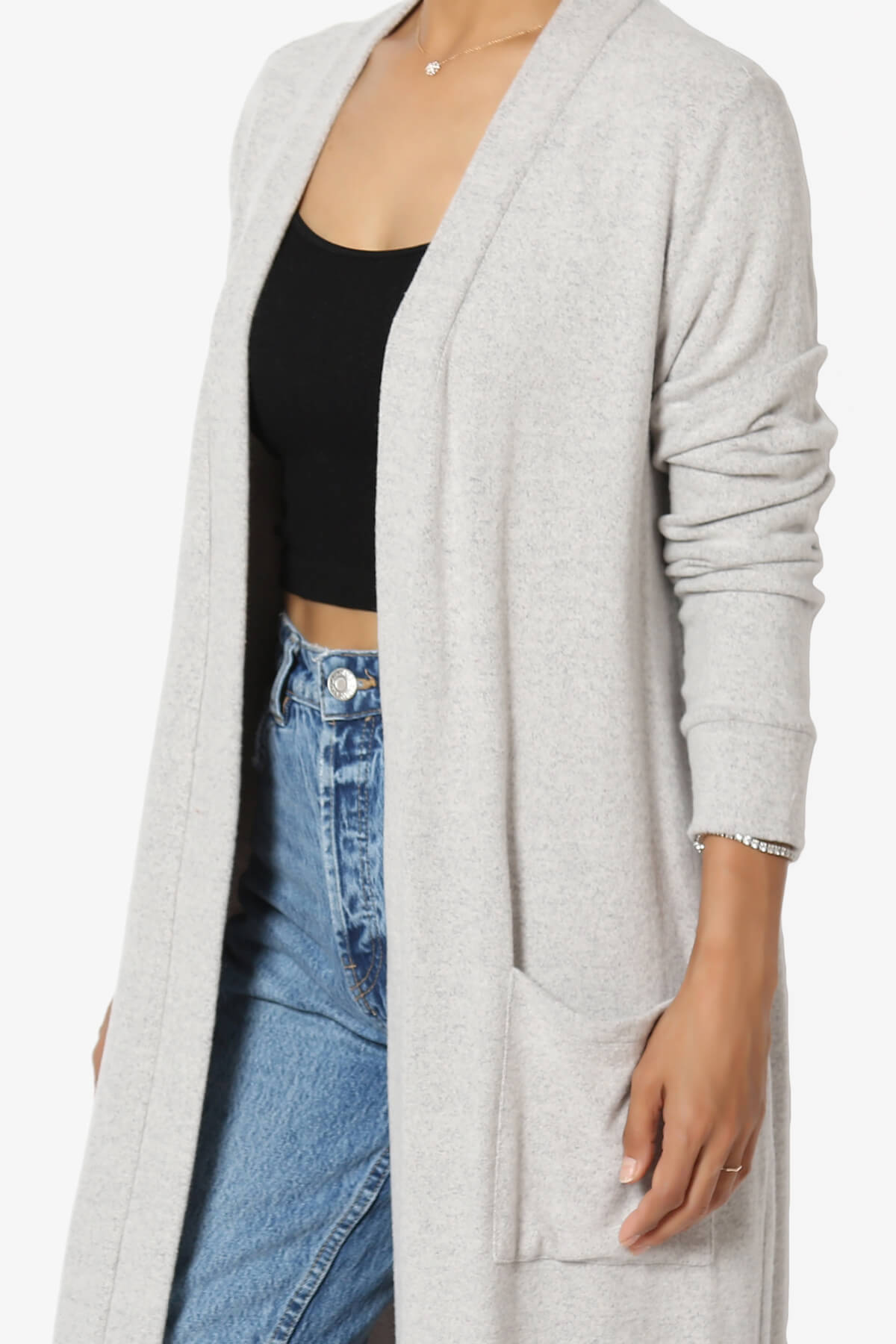 Noelle Extra Long Duster Knit Cardigan HEATHER GREY_5
