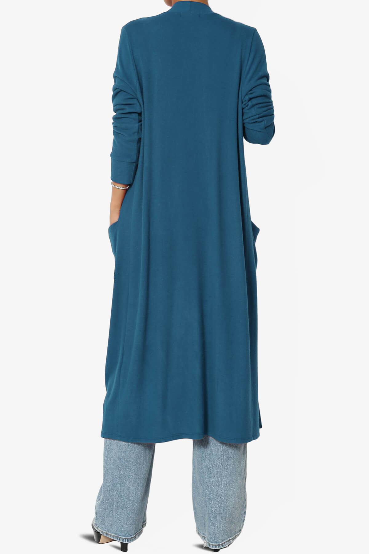Noelle Extra Long Duster Knit Cardigan TEAL_2