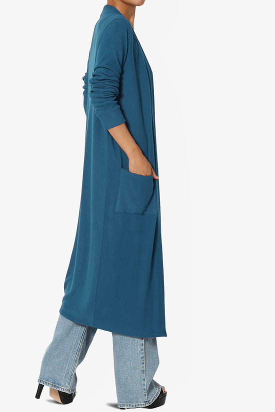 Noelle Extra Long Duster Knit Cardigan TEAL_4