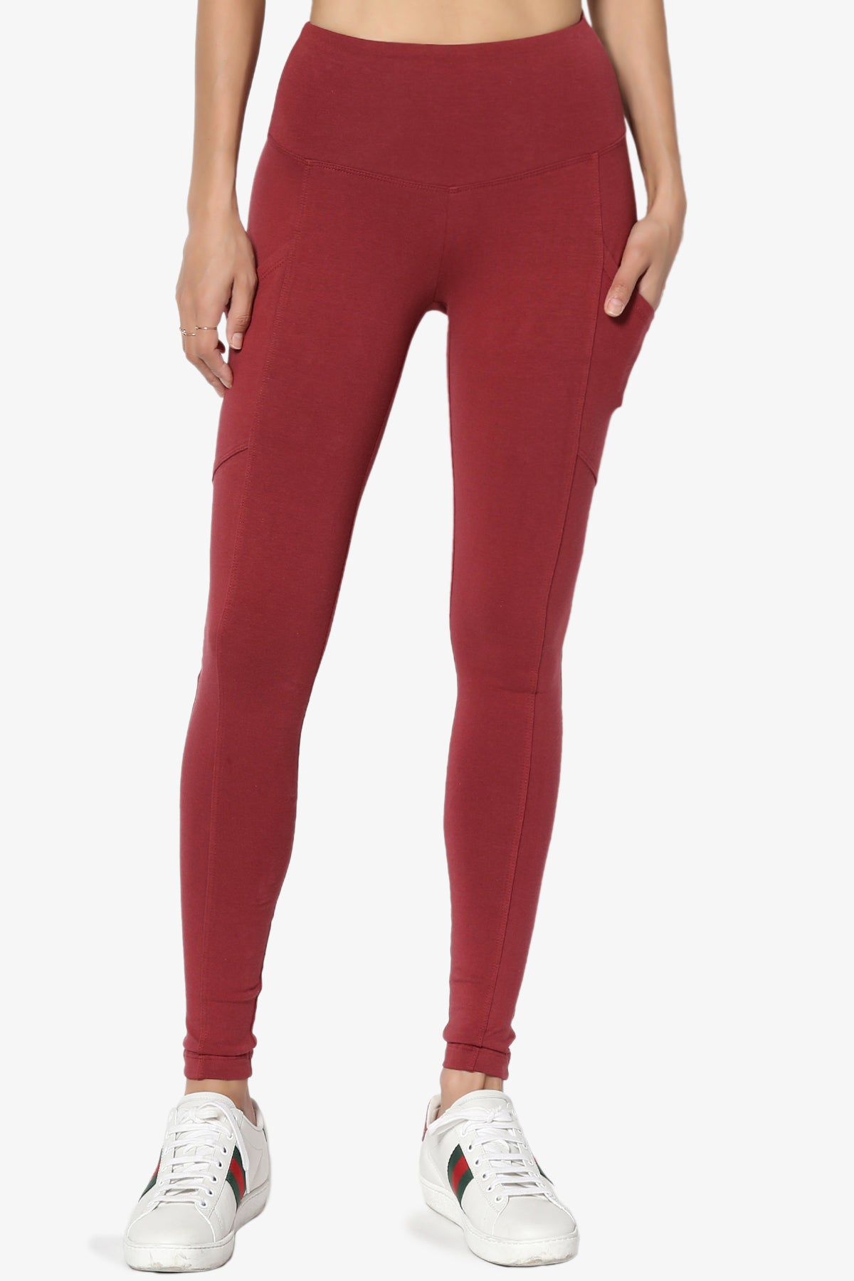 Ansley Luxe Cotton Leggings with Pockets BRICK_3