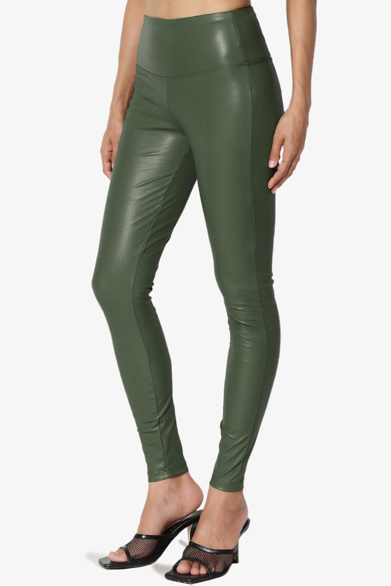 Sexy Stretchy Faux Leather Leggings Wide High Waist Tight Skinny Pants –  TheMogan