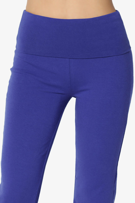 Sara Foldover Waist Yoga Pants BRIGHT BLUE_5