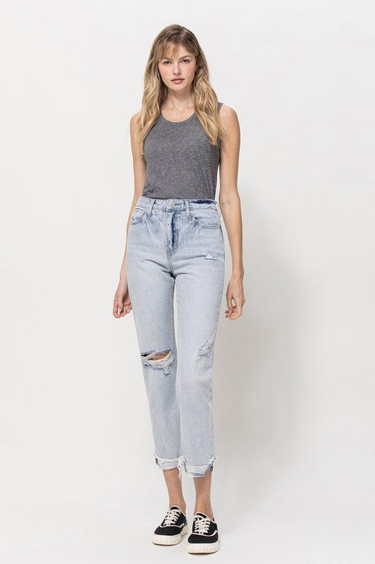 VERVET by Flying Monkey Super High Relaxed Cuffed Straight Jeans