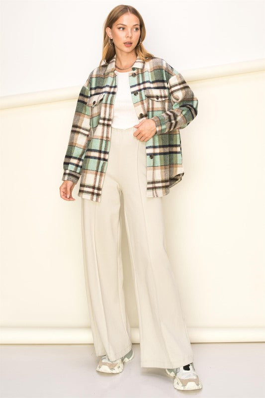 HYFVE Sweet Comfort Plaid Pattern Shacket