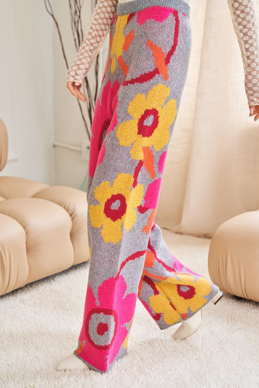 Load image into Gallery viewer, Davi &amp;amp; Dani Flower Printed Casual Cozy Full Long Wide Pants
