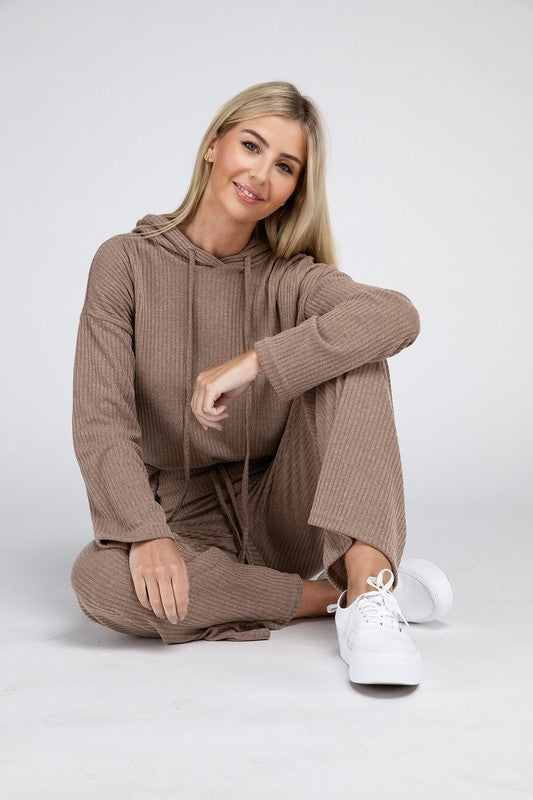 Nuvi Apparel Beige Textured Top and Pants Set