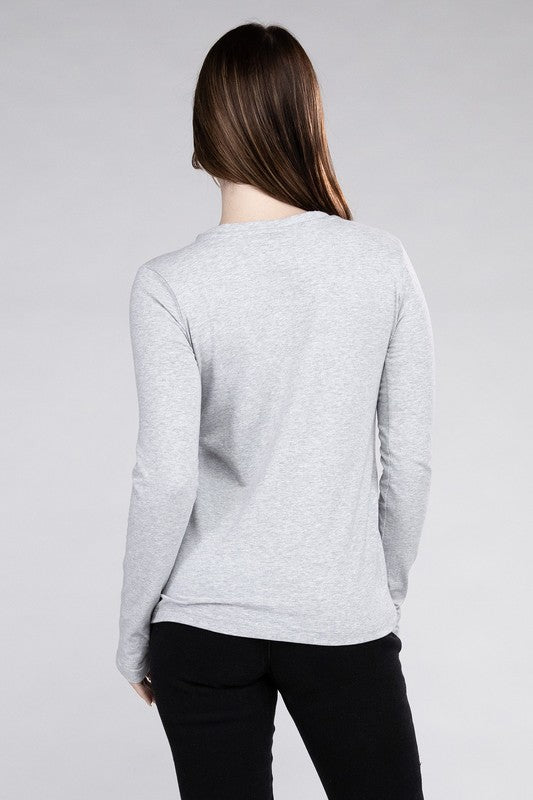 ZENANA Cotton Crew Neck Long Sleeve T-Shirt