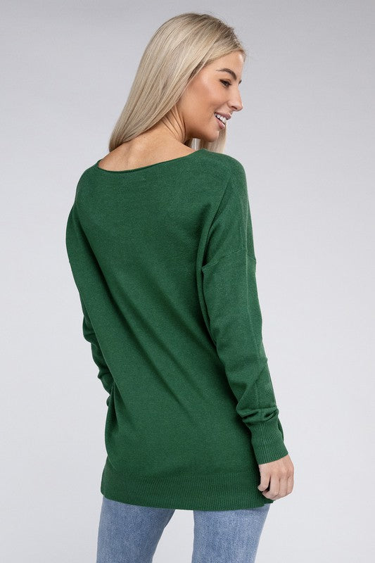ZENANA Garment Dyed Front Seam Sweater