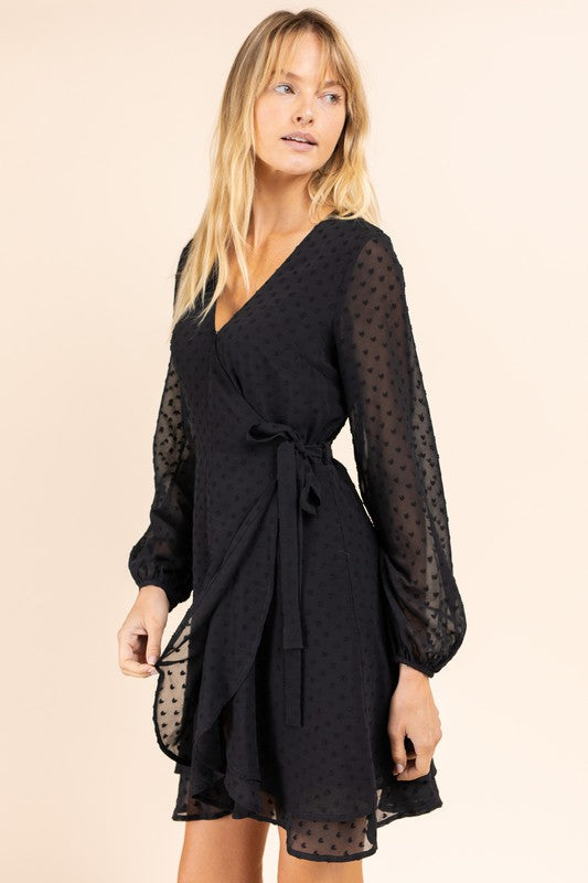 Gilli Long Sleeve Double Layer Wrap Dress