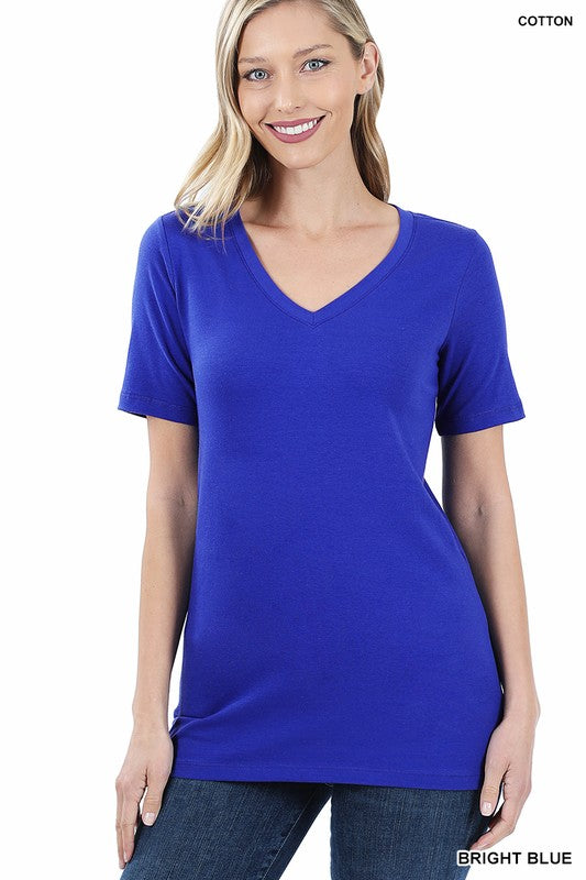 ZENANA Cotton V-Neck Short Sleeve T-Shirts