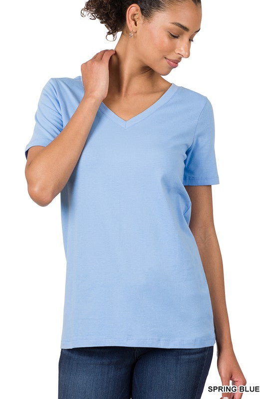 ZENANA Cotton V-Neck Short Sleeve T-Shirts