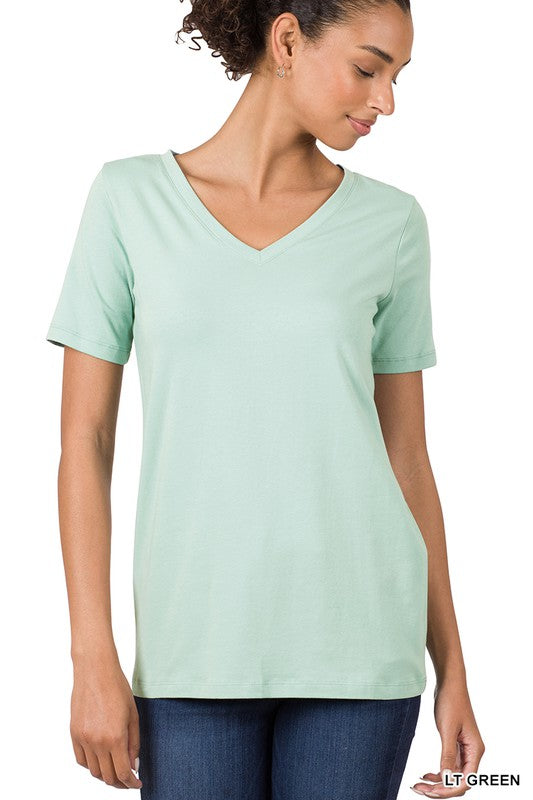 ZENANA Cotton V-Neck Short Sleeve T-Shirts