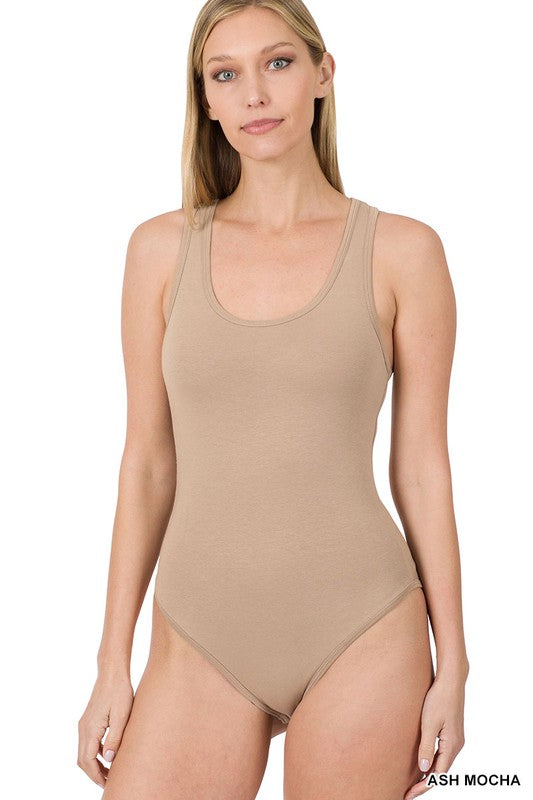 ZENANA Premium Cotton Racer Back Tank Bodysuit