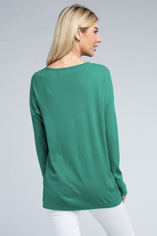 Zenana - Viscose Front Pocket Sweater