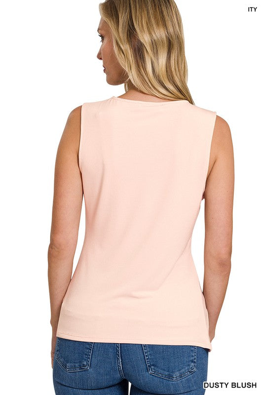 ZENANA ITY Knot-Front Sleeveless Top