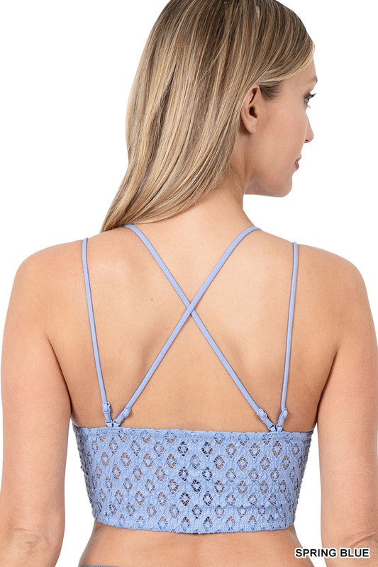 SEXY Crochet Lace Bralette With Removeable Bra Pads Diamond Shape Smocking  Back