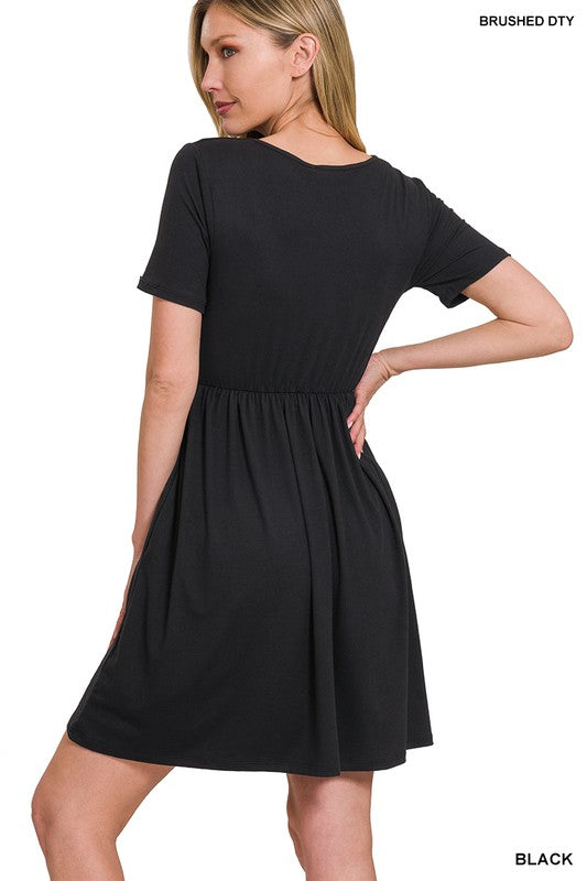 ZENANA Brushed DTY Buttery Soft Fabric Surplice Dress