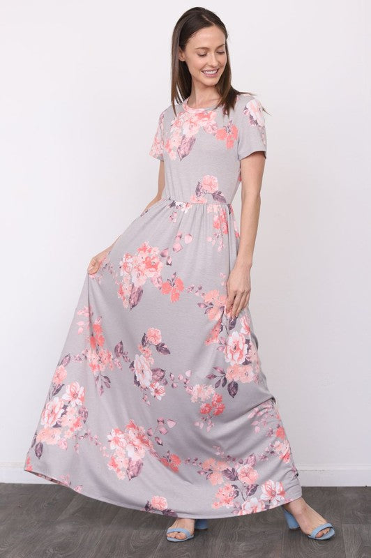 EG fashion PLUS Short Sleeve Floral Maxi Dress