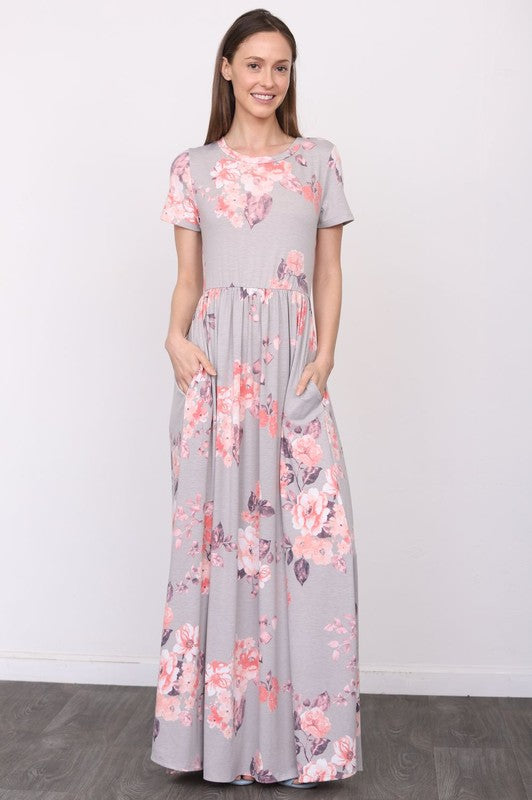 EG fashion PLUS Short Sleeve Floral Maxi Dress