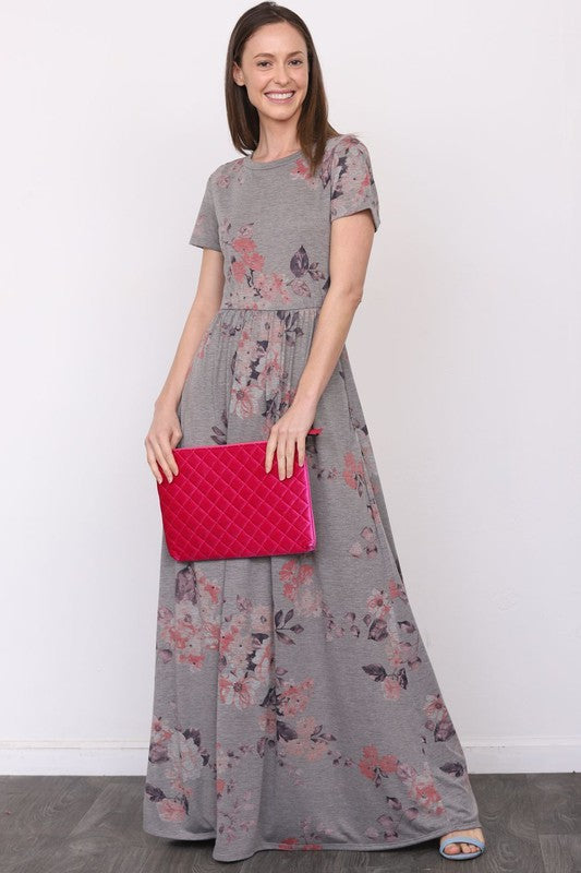 EG fashion PLUS Short Sleeve Floral Maxi Dress