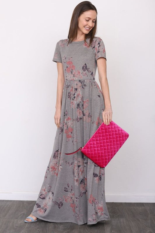 EG fashion PLUS Short Sleeve Floral Maxi Dress