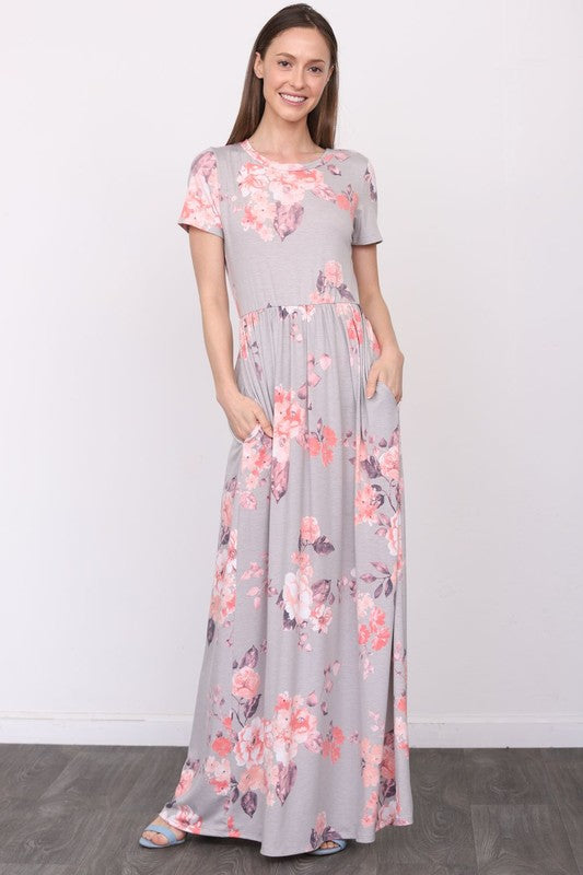 EG fashion PLUS Short Sleeve Floral Maxi Dress