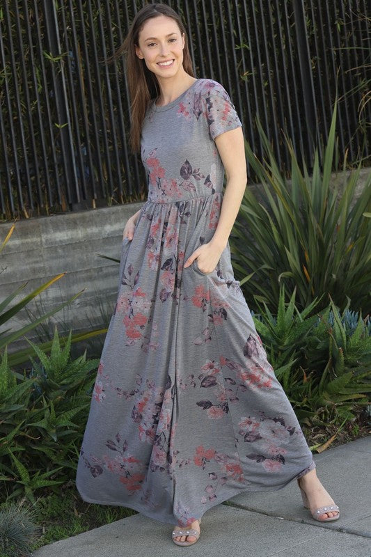 EG fashion PLUS Short Sleeve Floral Maxi Dress