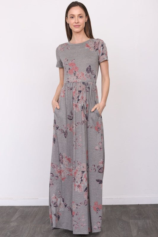 EG fashion PLUS Short Sleeve Floral Maxi Dress