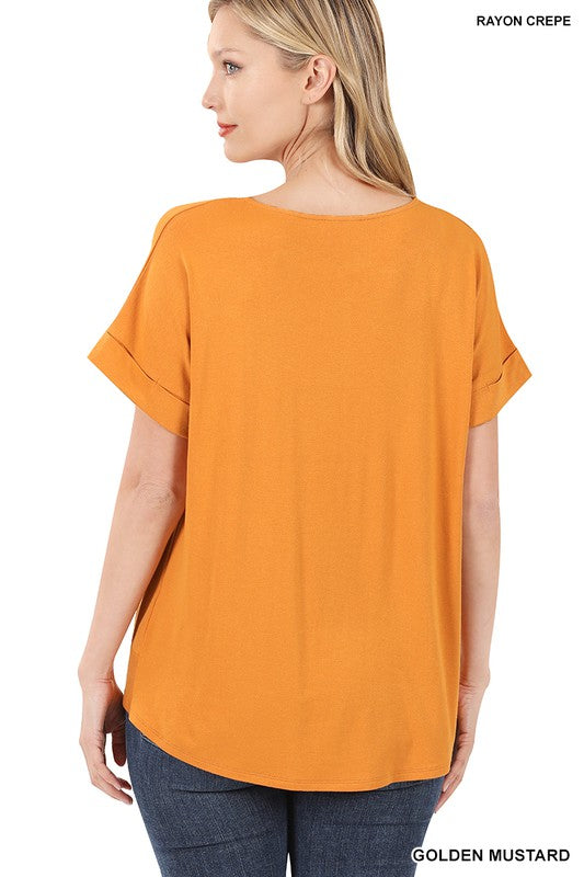 ZENANA Rayon Span Crepe Knot-Front Top