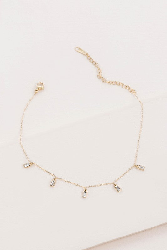Load image into Gallery viewer, Lovoda Minimal Rectangle Rhinestone Anklet
