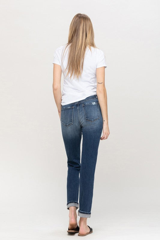 Flying Monkey Cuffed Stretch Boyfriend Jeans