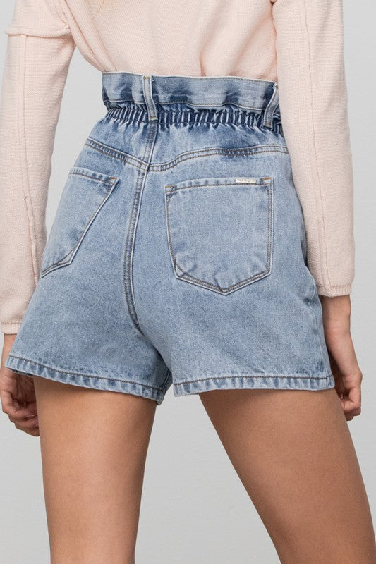 Denim Lab USA Super High Rise Elastic Waistband Denim Shorts