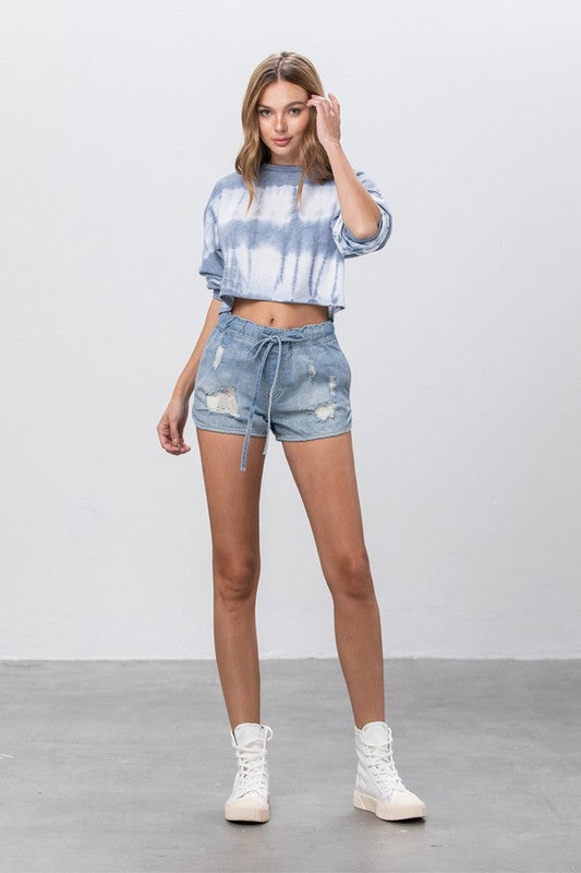 Denim Lab USA Drawstring Jogger Denim Shorts