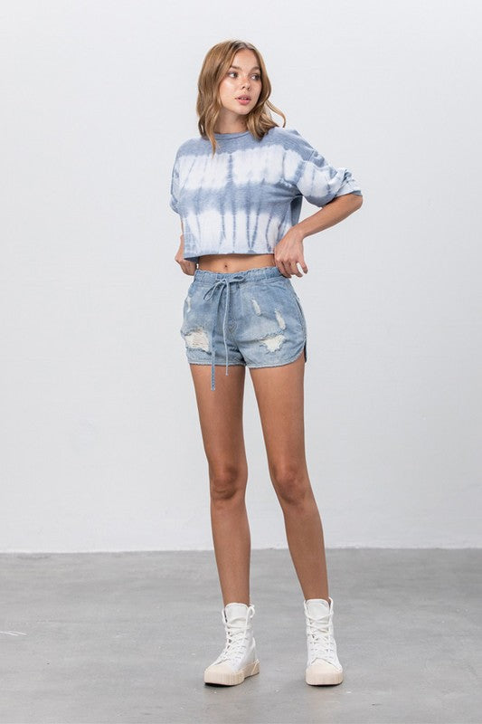 Denim Lab USA Drawstring Jogger Denim Shorts