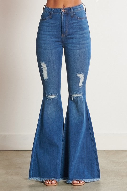 Vibrant M.i.U HIGH WAISTED DISTRESSED FLARE JEANS