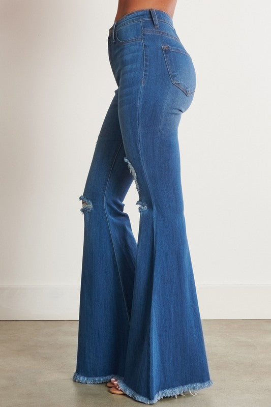 Vibrant M.i.U HIGH WAISTED DISTRESSED FLARE JEANS