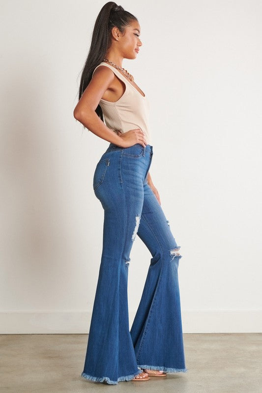 Vibrant M.i.U HIGH WAISTED DISTRESSED FLARE JEANS