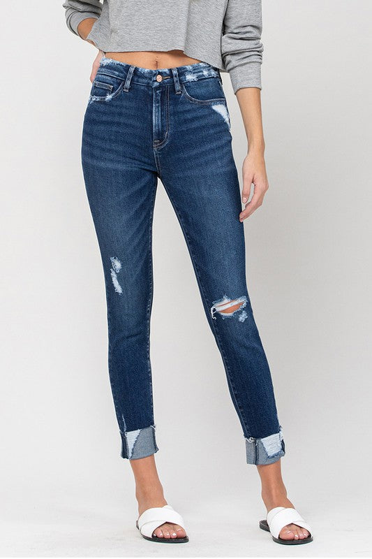 VERVET by Flying Monkey High Rise Distressed Clean Cut Crop Skinny Jeans