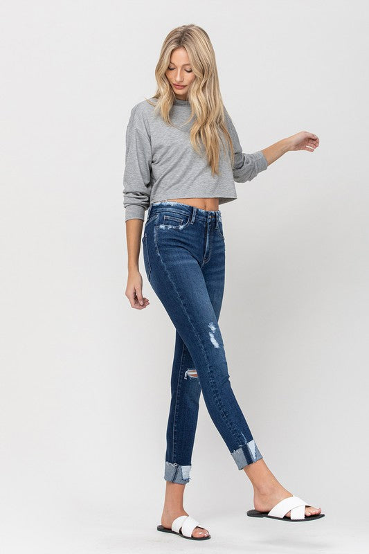 VERVET by Flying Monkey High Rise Distressed Clean Cut Crop Skinny Jeans