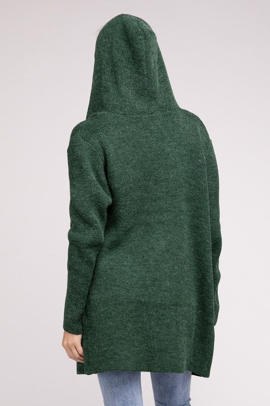 ZENANA Hooded Open Front Sweater Cardigan