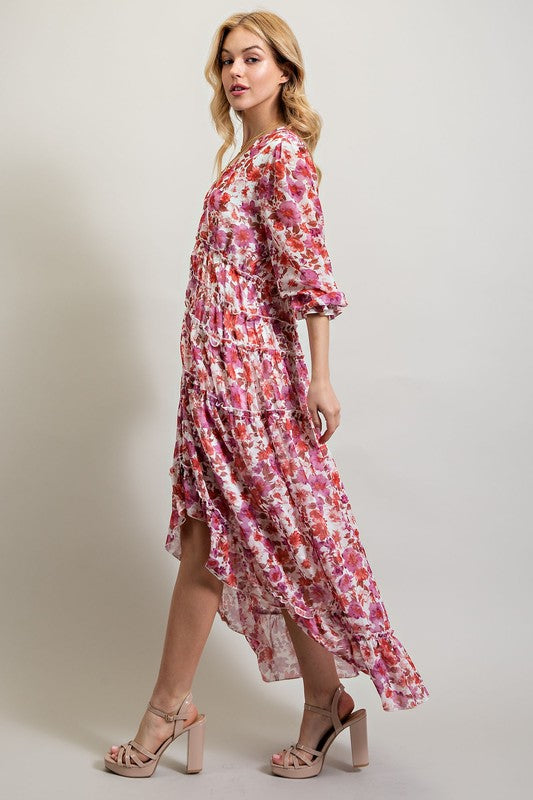 Sweet Generis BOHEMIAN FLORAL HIGH AND LOW MAXI DRESS