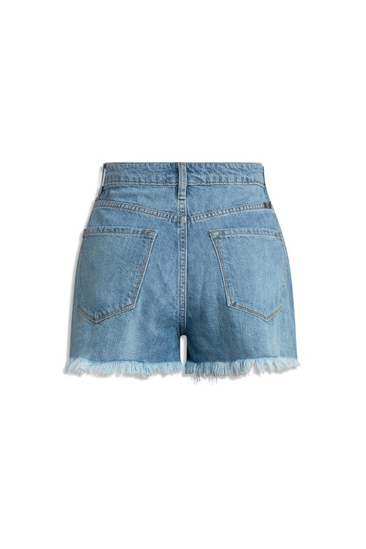 Kan Can High Rise Mom Denim Shorts